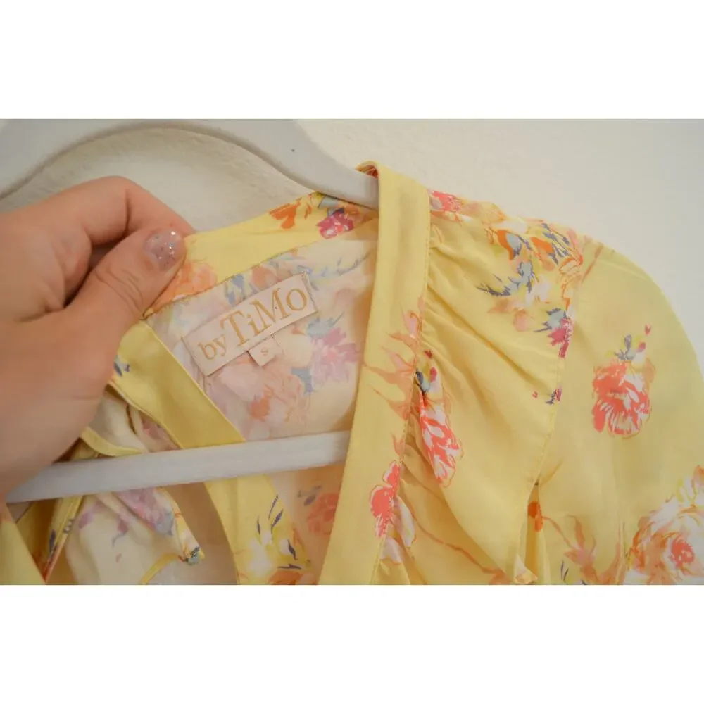 By TiMo Yellow Floral Wrap Style Midi Dress - Picture 5 of 7